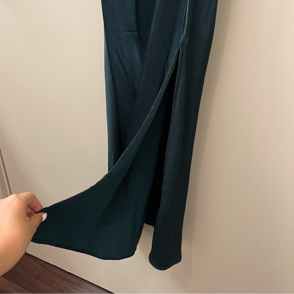 Zara Blogger Favorite Draped Satin Midi Slip Dress dark Green Size XS - Picture 7 of 9